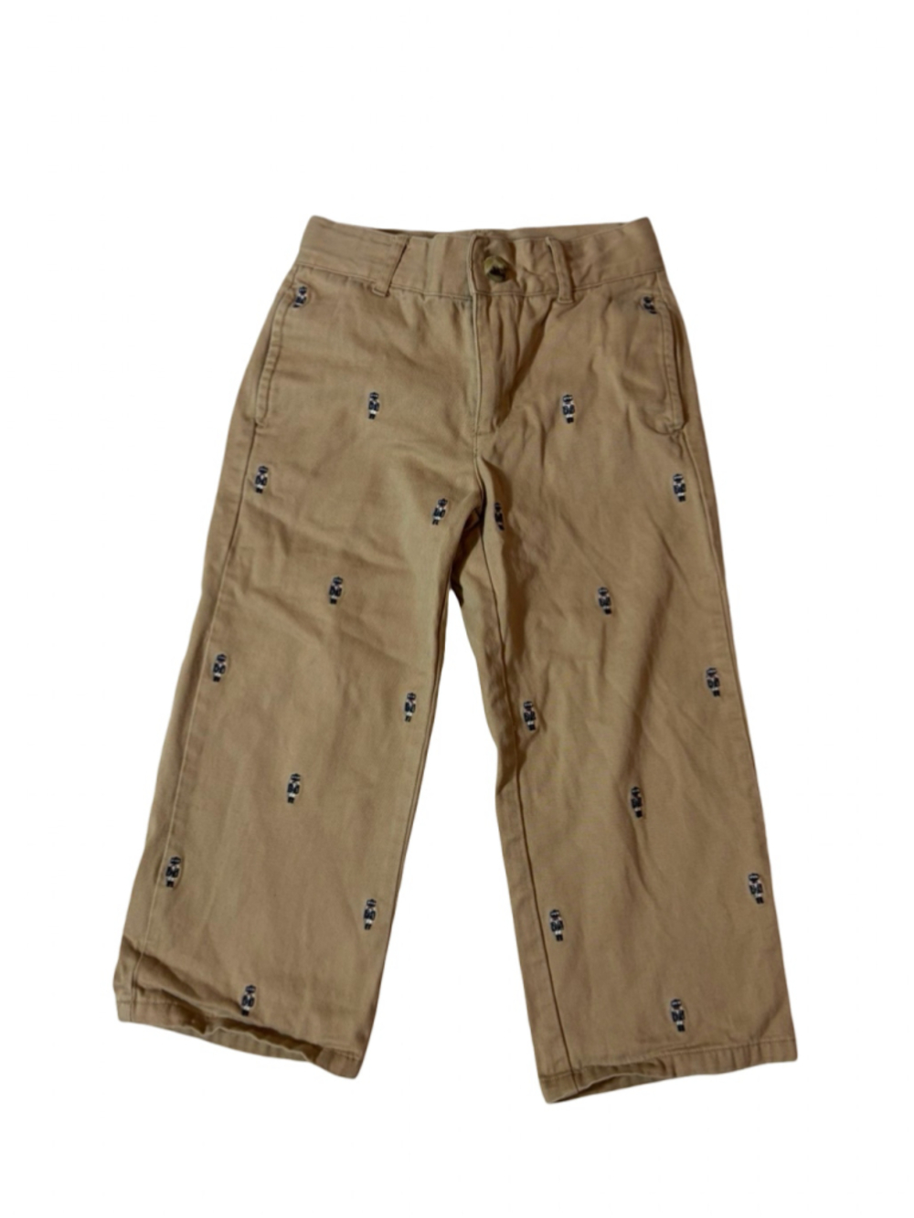 Janie and Jack Boys 3 Khaki Nutcracker Embroidered Chino Pants Preppy Christmas